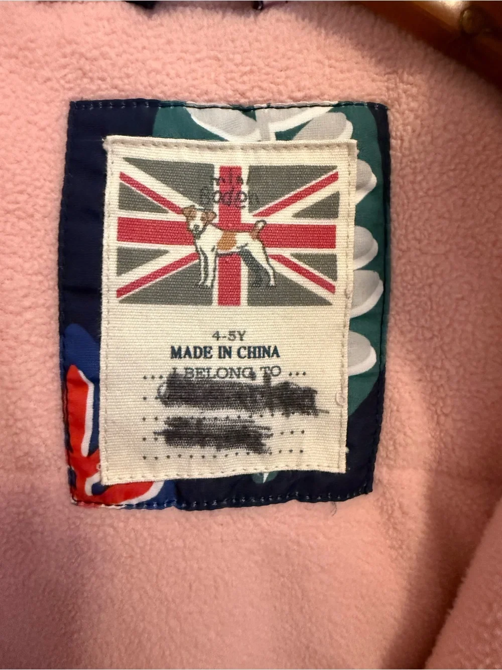 Mini Boden Fleece Lined Jacket with Leaf Pattern Size 4-5 years